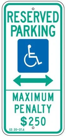Regulatory Signage – Handicap Reserved with Penalty (HIP)